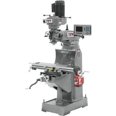 Jet - 7-7/8" Table Width x 35-3/4" Table Length, Step Pulley Control, 1 Phase Knee Milling Machine - R8 Spindle Taper, 1-1/2 hp - Industrial Tool & Supply