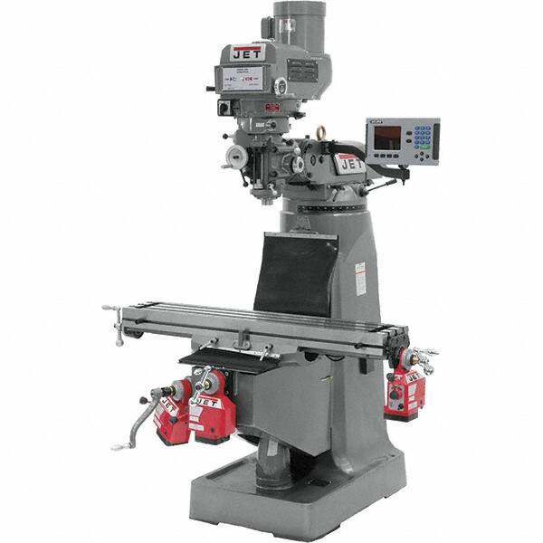 Jet - 9" Table Width x 49" Table Length, Variable Speed Pulley Control, 3 Phase Knee Milling Machine - R8 Spindle Taper, 3 hp - Industrial Tool & Supply
