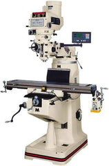 Jet - 9" Table Width x 49" Table Length, Variable Speed Pulley Control, 3 Phase Knee Milling Machine - R8 Spindle Taper, 3 hp - Industrial Tool & Supply