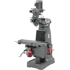 Jet - 9" Table Width x 42" Table Length, Step Pulley Control, 1 Phase Knee Milling Machine - R8 Spindle Taper, 2 hp - Industrial Tool & Supply