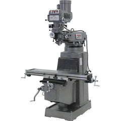 Jet - 10" Table Width x 50" Table Length, Variable Speed Pulley Control, 3 Phase Knee Milling Machine - R8 Spindle Taper, 3 hp - Industrial Tool & Supply