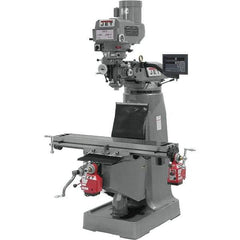 Jet - 9" Table Width x 42" Table Length, Variable Speed Pulley Control, 3 Phase Knee Milling Machine - R8 Spindle Taper, 3 hp - Industrial Tool & Supply