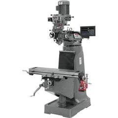 Jet - 9" Table Width x 42" Table Length, Step Pulley Control, 1 Phase Knee Milling Machine - R8 Spindle Taper, 2 hp - Industrial Tool & Supply