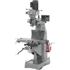 Jet - 7-7/8" Table Width x 35-3/4" Table Length, Step Pulley Control, 1 Phase Knee Milling Machine - R8 Spindle Taper, 1-1/2 hp - Industrial Tool & Supply