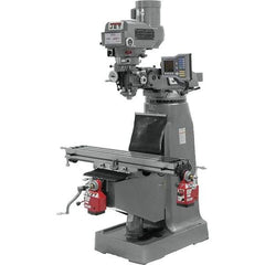 Jet - 9" Table Width x 42" Table Length, Variable Speed Pulley Control, 1 Phase Knee Milling Machine - R8 Spindle Taper, 2 hp - Industrial Tool & Supply