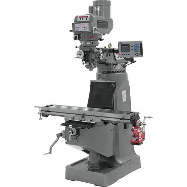 Jet - 10" Table Width x 49" Table Length, Variable Speed Pulley Control, 1 Phase Knee Milling Machine - R8 Spindle Taper - Industrial Tool & Supply