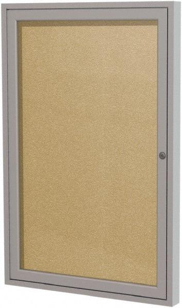 Ghent - 36" Wide x 24" High Enclosed Cork Bulletin Board - Vinyl, Caramel - Industrial Tool & Supply