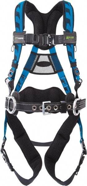 Miller - 400 Lb Capacity, Size Universal, Full Body AirCore Construction Safety Harness - Polyester, Side D-Ring, Quick Connect Leg Strap, Quick Connect Chest Strap - Industrial Tool & Supply