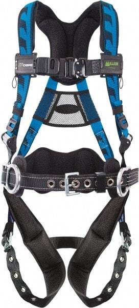 Miller - 400 Lb Capacity, Size S/M, Full Body AirCore Construction Safety Harness - Polyester, Side D-Ring, Tongue Buckle Leg Strap, Quick Connect Chest Strap - Industrial Tool & Supply