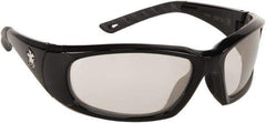 MCR Safety - Indoor/Outdoor Lenses, Framed Safety Glasses - Anti-Fog, Scratch Resistant, Black Polycarbonate/Thermoplastic Rubber Frame, Size Universal, Wrap Around - Industrial Tool & Supply