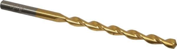 Chicago-Latrobe - 3/16" 135° High Speed Steel Jobber Drill - TiN Finish, Right Hand Cut, Parabolic Flute, Straight Shank, 3-1/2" OAL, Split Point - Industrial Tool & Supply