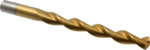 Chicago-Latrobe - 7/16" 135° High Speed Steel Jobber Drill - TiN Finish, Right Hand Cut, Parabolic Flute, Straight Shank, 5-1/2" OAL, Split Point - Industrial Tool & Supply