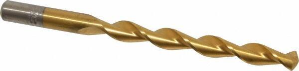 Chicago-Latrobe - Letter U 135° High Speed Steel Jobber Drill - TiN Finish, Right Hand Cut, Parabolic Flute, Straight Shank, 5" OAL, Split Point - Industrial Tool & Supply