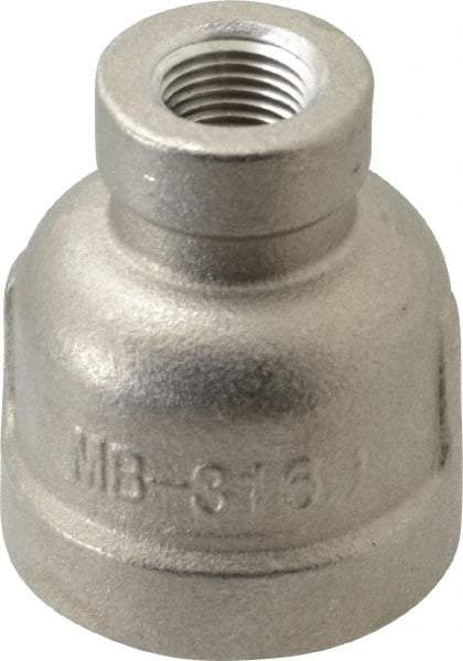 Merit Brass - 1/2 x 1/8" Grade 316 Stainless Steel Pipe Reducer Coupling - FNPT x FNPT End Connections, 150 psi - Industrial Tool & Supply