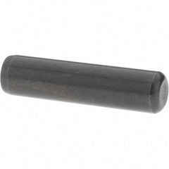 Value Collection - 1/4" Diam x 1" Pin Length Grade 8 Alloy Steel Standard Dowel Pin - Bright Finish, C 47-58 & C 60 (Surface) Hardness, 14,720 Lb (Double Shear), 7,360 Lb (Single Shear) Breaking Strength, 1 Beveled & 1 Rounded End - Industrial Tool & Supply