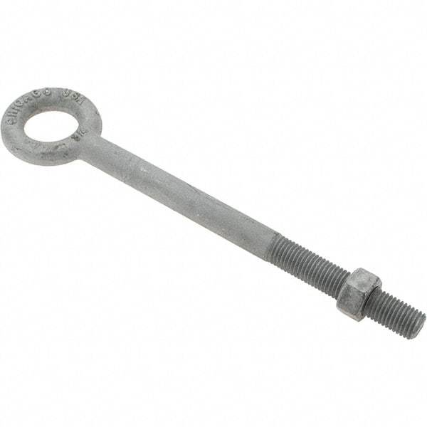 Value Collection - 5,200 Lb Capacity, Steel, 3/4-10 Thread, Fixed Lifting Eye Bolt - Partially Threaded, 10" Shank, No Shoulder - Industrial Tool & Supply