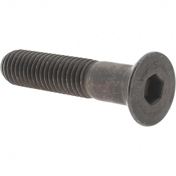 Value Collection - 1/2-13 UNC Hex Socket Drive, 82° Flat Screw - Alloy Steel, Black Oxide Finish, Partially Threaded, 2-1/2" OAL - Industrial Tool & Supply