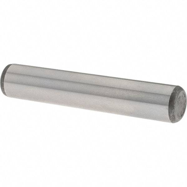 Value Collection - 3/8" Diam x 2" Pin Length Grade 8 Alloy Steel Standard Dowel Pin - C 50-58 Hardness, 28,700 Lb Breaking Strength, 1 Beveled & 1 Rounded End - Industrial Tool & Supply