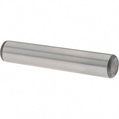 Value Collection - 3/8" Diam x 2" Pin Length Grade 8 Alloy Steel Standard Dowel Pin - C 50-58 Hardness, 28,700 Lb Breaking Strength, 1 Beveled & 1 Rounded End - Industrial Tool & Supply