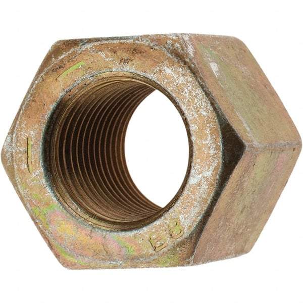 Value Collection - 9/16-18 UNF Steel Right Hand High Hex Nut - 7/8" Across Flats, 49/64" High, Zinc-Plated Finish - Industrial Tool & Supply
