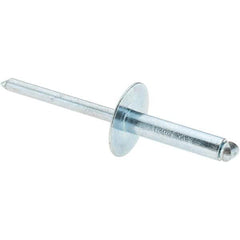 Value Collection - Size 610 Large Flange Dome Head Steel Open End Blind Rivet - Steel Mandrel, 0.501" to 5/8" Grip, 5/8" Head Diam, 0.192" to 0.196" Hole Diam, 0.825" Length Under Head, 3/16" Body Diam - Industrial Tool & Supply