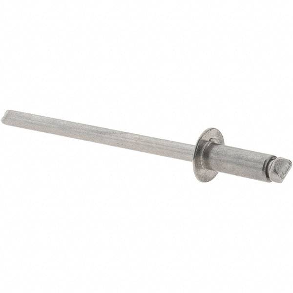 Value Collection - Size 43 Dome Head Stainless Steel Open End Blind Rivet - Stainless Steel Mandrel, 0.126" to 0.187" Grip, 1/4" Head Diam, 0.129" to 0.133" Hole Diam, 0.337" Length Under Head, 1/8" Body Diam - Industrial Tool & Supply