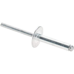 Value Collection - Size 612 Large Flange Dome Head Aluminum Open End Blind Rivet - Aluminum Mandrel, 0.626" to 3/4" Grip, 5/8" Head Diam, 0.192" to 0.196" Hole Diam, 0.95" Length Under Head, 3/16" Body Diam - Industrial Tool & Supply