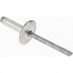 Value Collection - Size 68 Large Flange Dome Head Aluminum Open End Blind Rivet - Aluminum Mandrel, 0.376" to 1/2" Grip, 5/8" Head Diam, 0.192" to 0.196" Hole Diam, 0.7" Length Under Head, 3/16" Body Diam - Industrial Tool & Supply