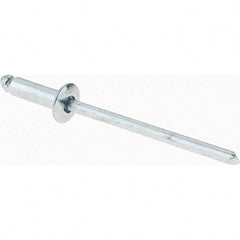 Value Collection - Size 44 Dome Head Steel Open End Blind Rivet - Steel Mandrel, 0.188" to 1/4" Grip, 1/4" Head Diam, 0.129" to 0.133" Hole Diam, 0.4" Length Under Head, 1/8" Body Diam - Industrial Tool & Supply