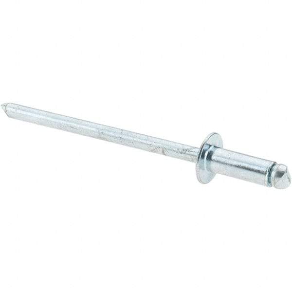 Value Collection - Size 43 Dome Head Steel Open End Blind Rivet - Steel Mandrel, 0.126" to 0.187" Grip, 1/4" Head Diam, 0.129" to 0.133" Hole Diam, 0.337" Length Under Head, 1/8" Body Diam - Industrial Tool & Supply