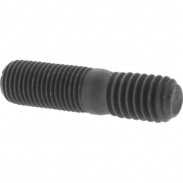 Value Collection - 3/8-24 Long Thread, 3/8-16 Short Thread, 1-1/2" OAL Unequal Double Threaded Stud - Steel, Uncoated, 3/4" Long Thread Length, 1/2" Short Thread Length - Industrial Tool & Supply