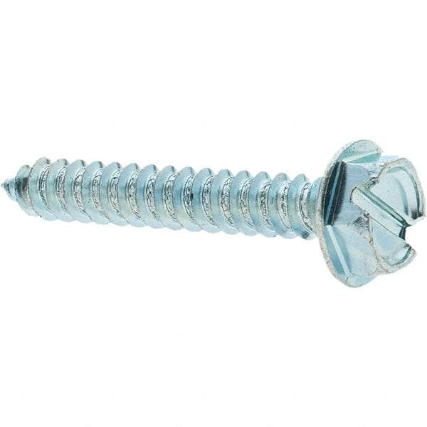 Value Collection - #10 Hex Washer Head Slotted Sheet Metal Screw - Steel, 1-1/4" Length Under Head, Grade 2 - Industrial Tool & Supply