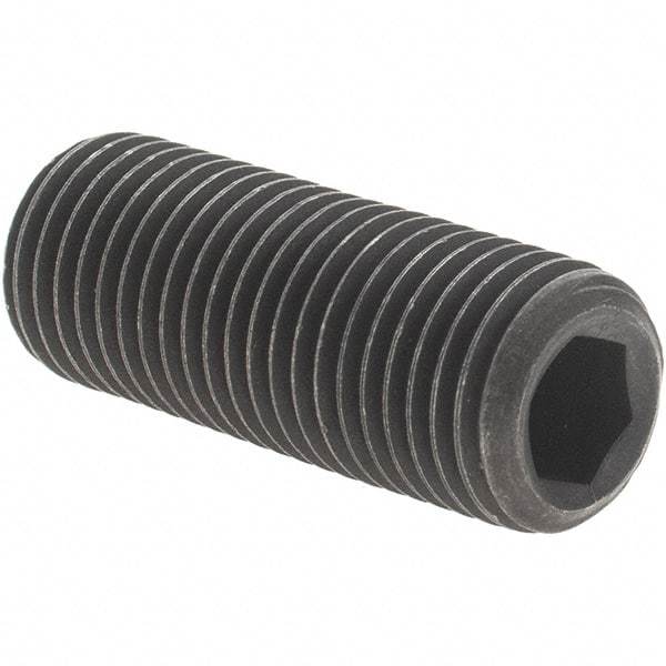 Value Collection - 3/8-24 UNF, 1" OAL, Cup Point Set Screw - Grade 8 Alloy Steel, 3/16" Key - Industrial Tool & Supply