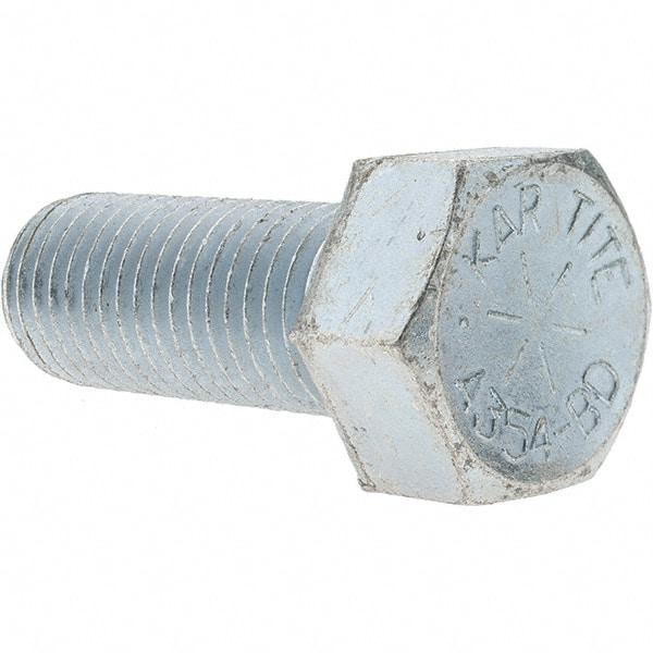 Value Collection - 1-8 UNC, 2-1/2" Length Under Head Hex Head Cap Screw - Fully Threaded, Grade 8 Alloy Steel, Zinc-Plated Finish, 1-1/2" Hex - Industrial Tool & Supply