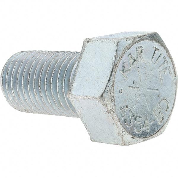 Value Collection - 1-8 UNC, 2" Length Under Head Hex Head Cap Screw - Fully Threaded, Grade 8 Alloy Steel, Zinc-Plated Finish, 1-1/2" Hex - Industrial Tool & Supply