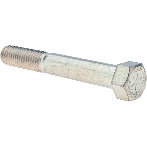 Value Collection - 9/16-12 UNC, 4" Length Under Head Hex Head Cap Screw - Partially Threaded, Grade 8 Alloy Steel, Zinc-Plated Finish, 13/16" Hex - Industrial Tool & Supply