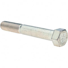 Value Collection - 9/16-12 UNC, 4" Length Under Head Hex Head Cap Screw - Partially Threaded, Grade 8 Alloy Steel, Zinc-Plated Finish, 13/16" Hex - Industrial Tool & Supply