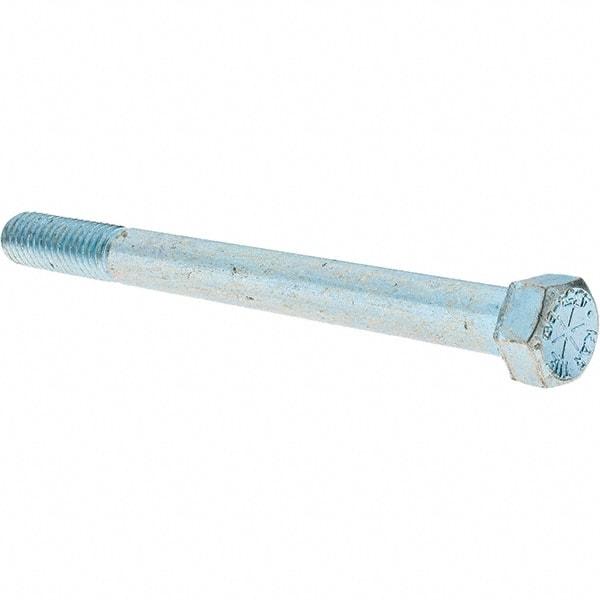 Value Collection - 7/16-14 UNC, 5" Length Under Head Hex Head Cap Screw - Partially Threaded, Grade 8 Alloy Steel, Zinc-Plated Finish, 5/8" Hex - Industrial Tool & Supply