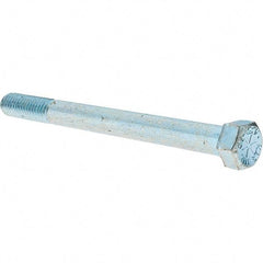 Value Collection - 7/16-14 UNC, 5" Length Under Head Hex Head Cap Screw - Partially Threaded, Grade 8 Alloy Steel, Zinc-Plated Finish, 5/8" Hex - Industrial Tool & Supply
