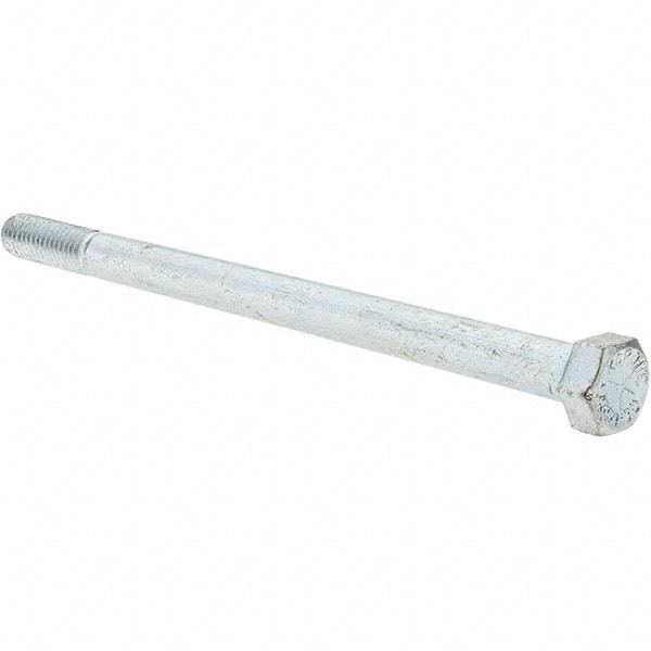 Value Collection - 3/8-16 UNC, 6" Length Under Head Hex Head Cap Screw - Partially Threaded, Grade 8 Alloy Steel, Zinc-Plated Finish, 9/16" Hex - Industrial Tool & Supply