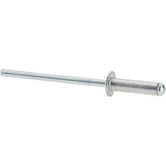 Value Collection - Size 45 Dome Head Aluminum Open End Blind Rivet - Steel Mandrel, 0.251" to 0.312" Grip, 1/4" Head Diam, 0.129" to 0.133" Hole Diam, 0.462" Length Under Head, 1/8" Body Diam - Industrial Tool & Supply