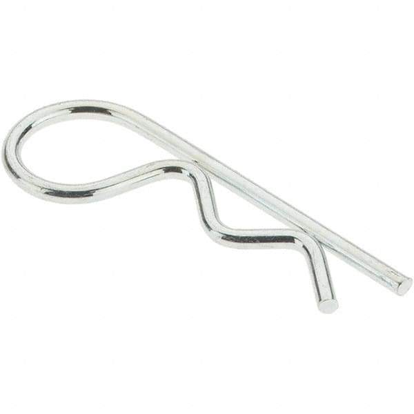 Value Collection - 3/16 to 1/4" Shaft Diam, 15/16" Long, 0.042" Wire Diam, Hair Pin Cotter - Grade 2 Spring Steel, Plain Steel Finish - Industrial Tool & Supply