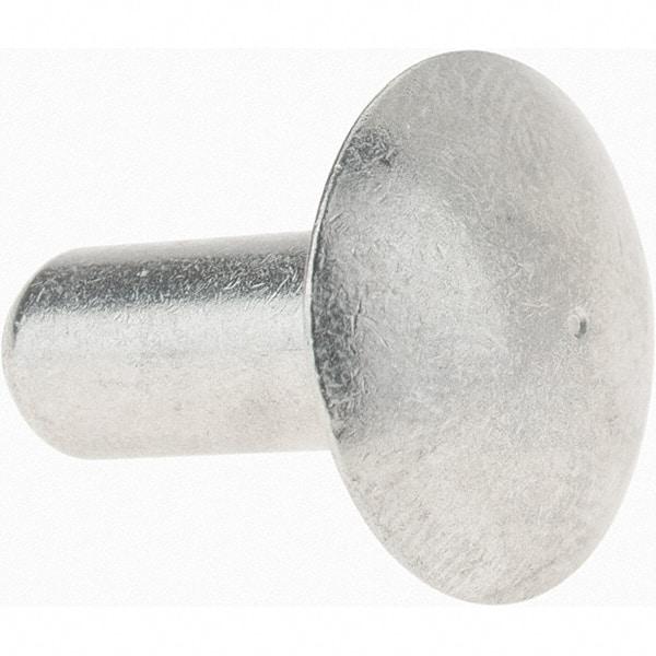 Value Collection - 1/4" Body Diam, Brazier Aluminum Solid Rivet - 5/8" Length Under Head - Industrial Tool & Supply
