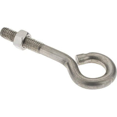 Value Collection - 3/8-16, Stainless Steel Wire Turned Open Eye Bolt - 1-1/2" Thread Length, 3/4" ID, 2-1/2" Shank Length - Industrial Tool & Supply
