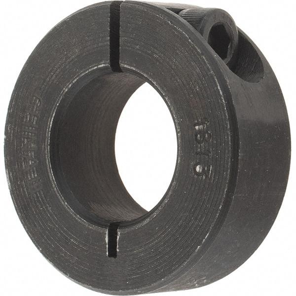 Value Collection - 18mm Bore, Steel, One Piece Clamp Collar - 1-1/2" Outside Diam - Industrial Tool & Supply