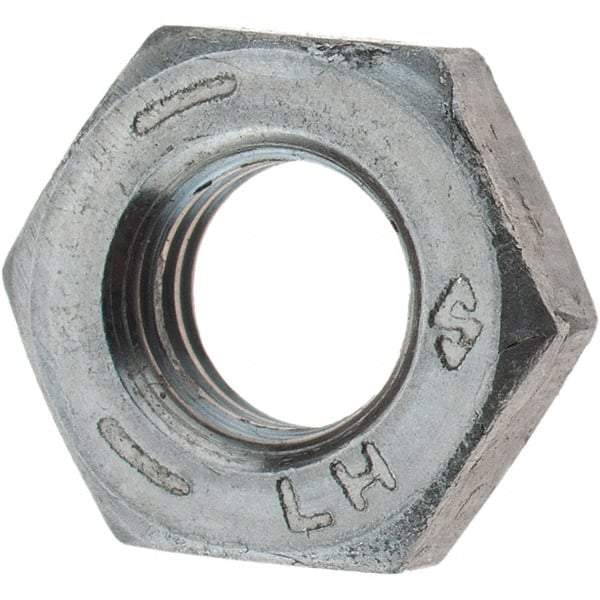 Value Collection - 1/4-28 UNF Steel Left Hand Hex Jam Nut - 7/16" Across Flats, 0.1562" High, Zinc Clear Finish - Industrial Tool & Supply