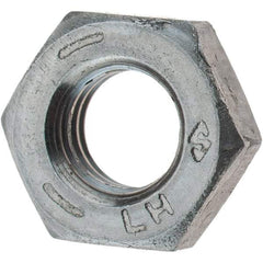Value Collection - 1/4-28 UNF Steel Left Hand Hex Jam Nut - 7/16" Across Flats, 0.1562" High, Zinc Clear Finish - Industrial Tool & Supply