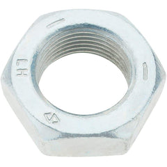 Made in USA - 1-14 UNF Steel Left Hand Hex Jam Nut - 1-1/2" Across Flats, 0.5469" High, Zinc Clear Finish - Industrial Tool & Supply