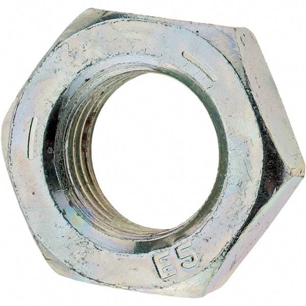 Value Collection - 9/16-18 UNF Steel Left Hand Hex Jam Nut - 7/8" Across Flats, 5/16" High, Zinc Clear Finish - Industrial Tool & Supply