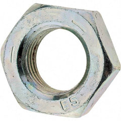 Value Collection - 9/16-18 UNF Steel Left Hand Hex Jam Nut - 7/8" Across Flats, 5/16" High, Zinc Clear Finish - Industrial Tool & Supply